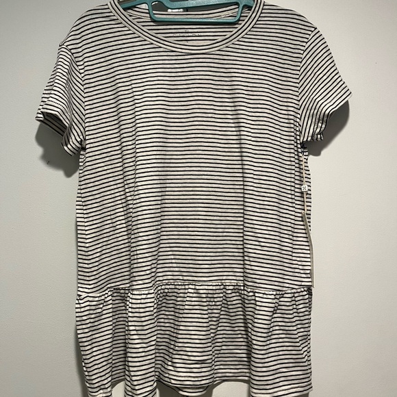 Caslon Tops - Caslon Black and White Striped Short Sleeve Top - NWT - size small